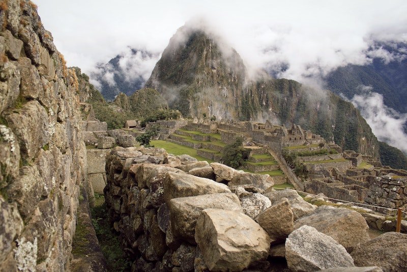 Machu Picchu covered with clouds.