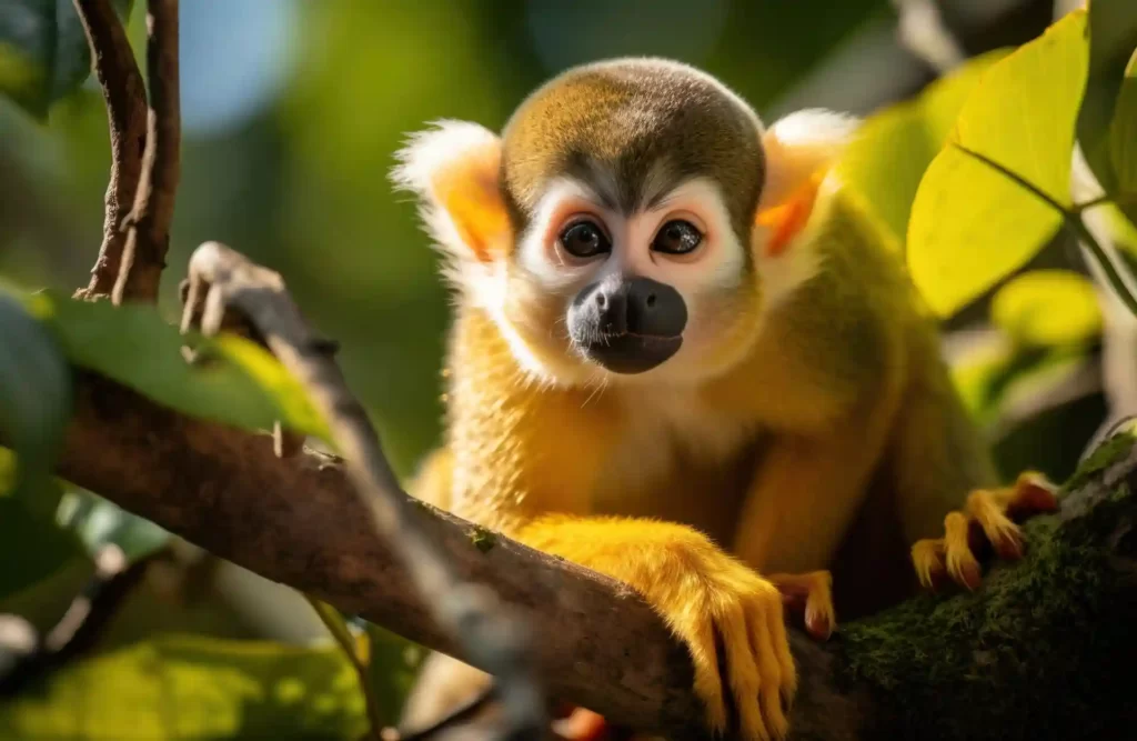 A capuccin monkey looking to his front 